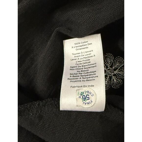 TALBOTS Womens Floral Embroidered Split V-Neck 3/4 Sleeve Slub Tunic Top Sz Sp - Picture 8 of 11